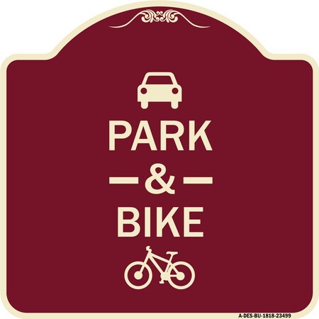 Signmission Park & Ride With Bicycle Graphic Heavy-Gauge Aluminum Architectural Sign, 18" x 18", BU-1818-23499 A-DES-BU-1818-23499
